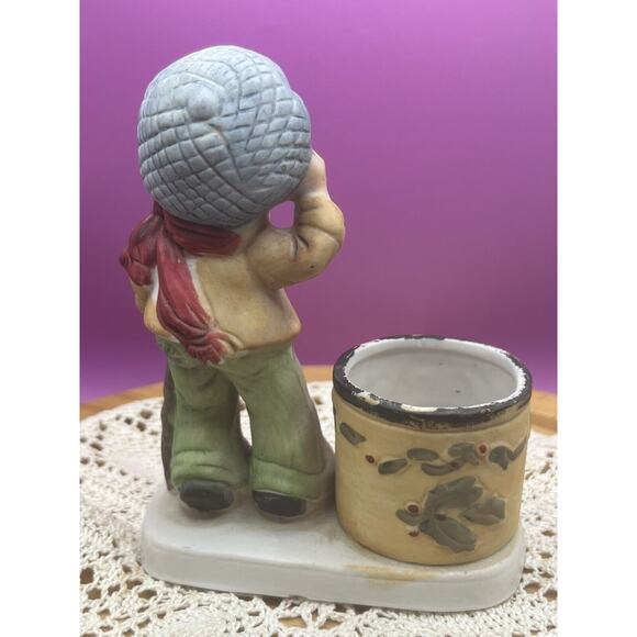 1979 Jasco Hand Painted Porcelain Tiny Tim God Bless Us Everyone Candle Holder - Picture 3 of 4